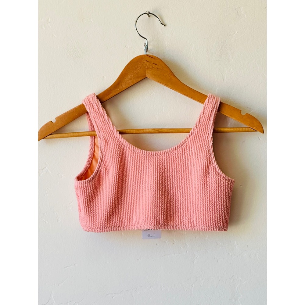 NEW Crewcuts J.Crew Girls Scrunchie Scoopneck Bikini Swim Top Pink Size 12 Beach